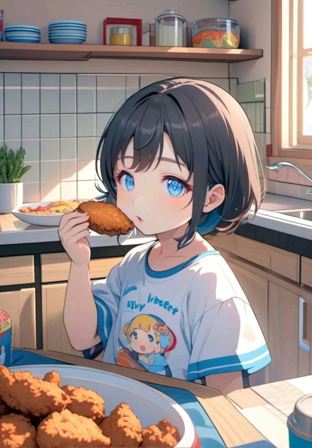 つまみ食いしてる小さな女の子