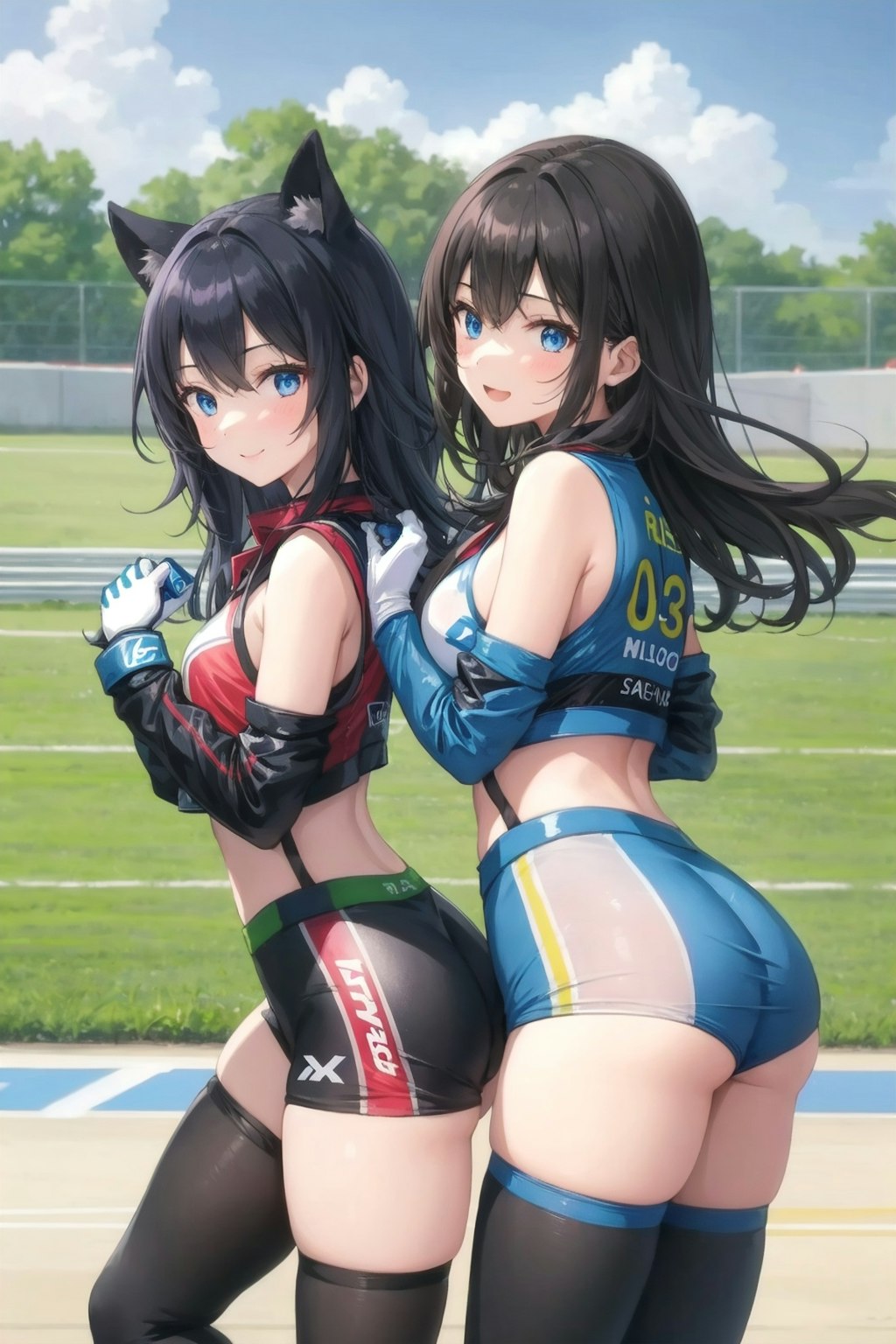 レースクイーン体験をする女の子達