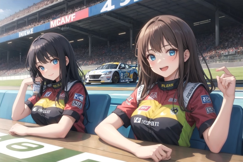 レースクイーン体験をする女の子達