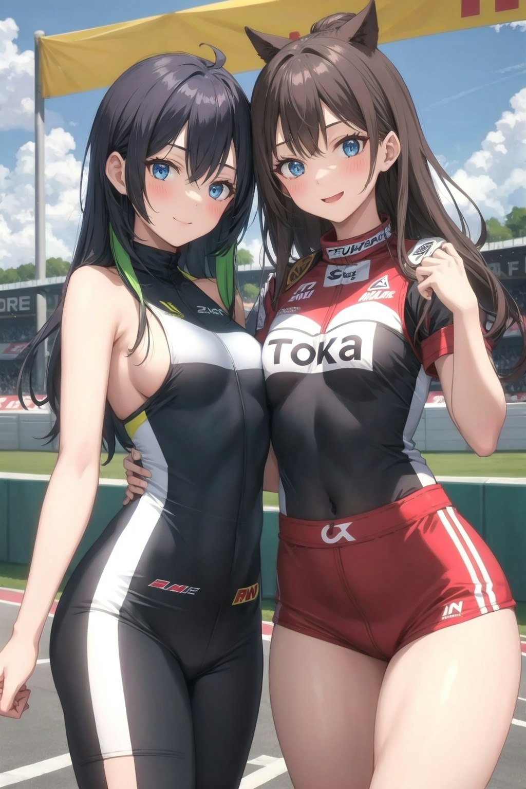 レースクイーン体験をする女の子達