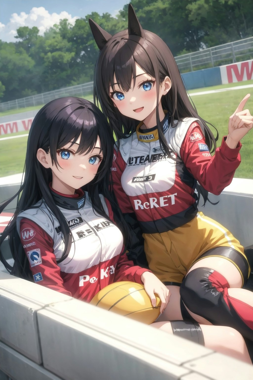 レースクイーン体験をする女の子達