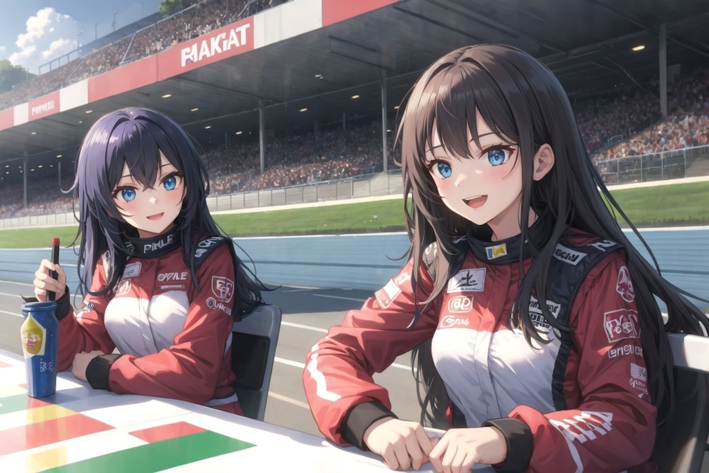 レースクイーン体験をする女の子達