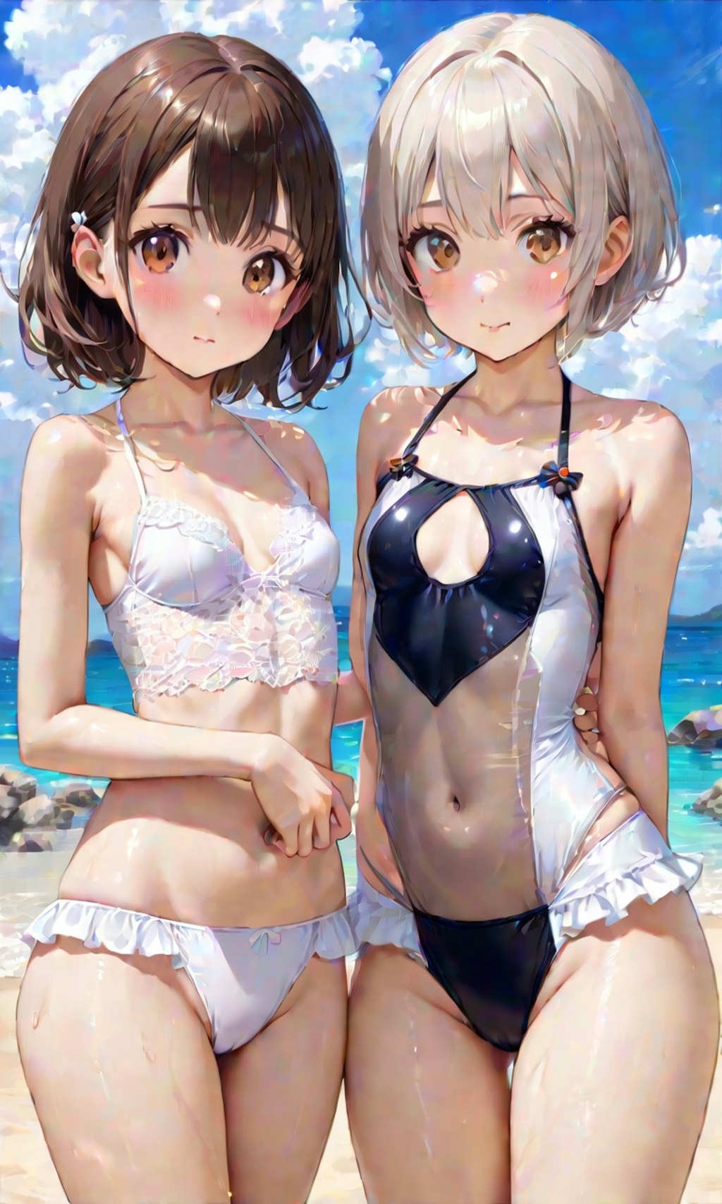 水着と女子高校生と