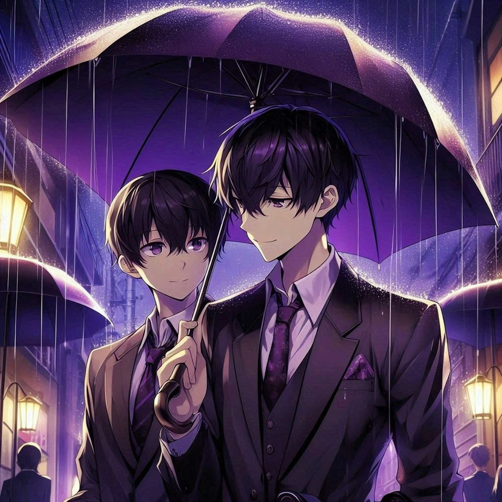 傘と黒髪短髪男性と、紫陽花…その2-2(6枚)