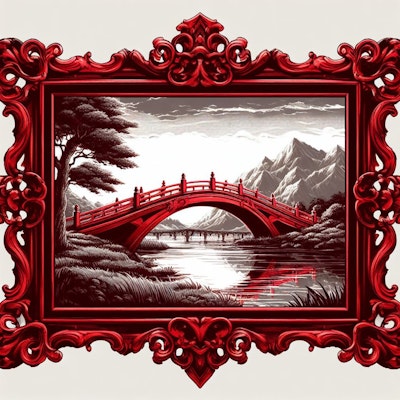 どこかの橋の風景画