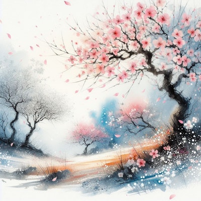 日本画風の桜図