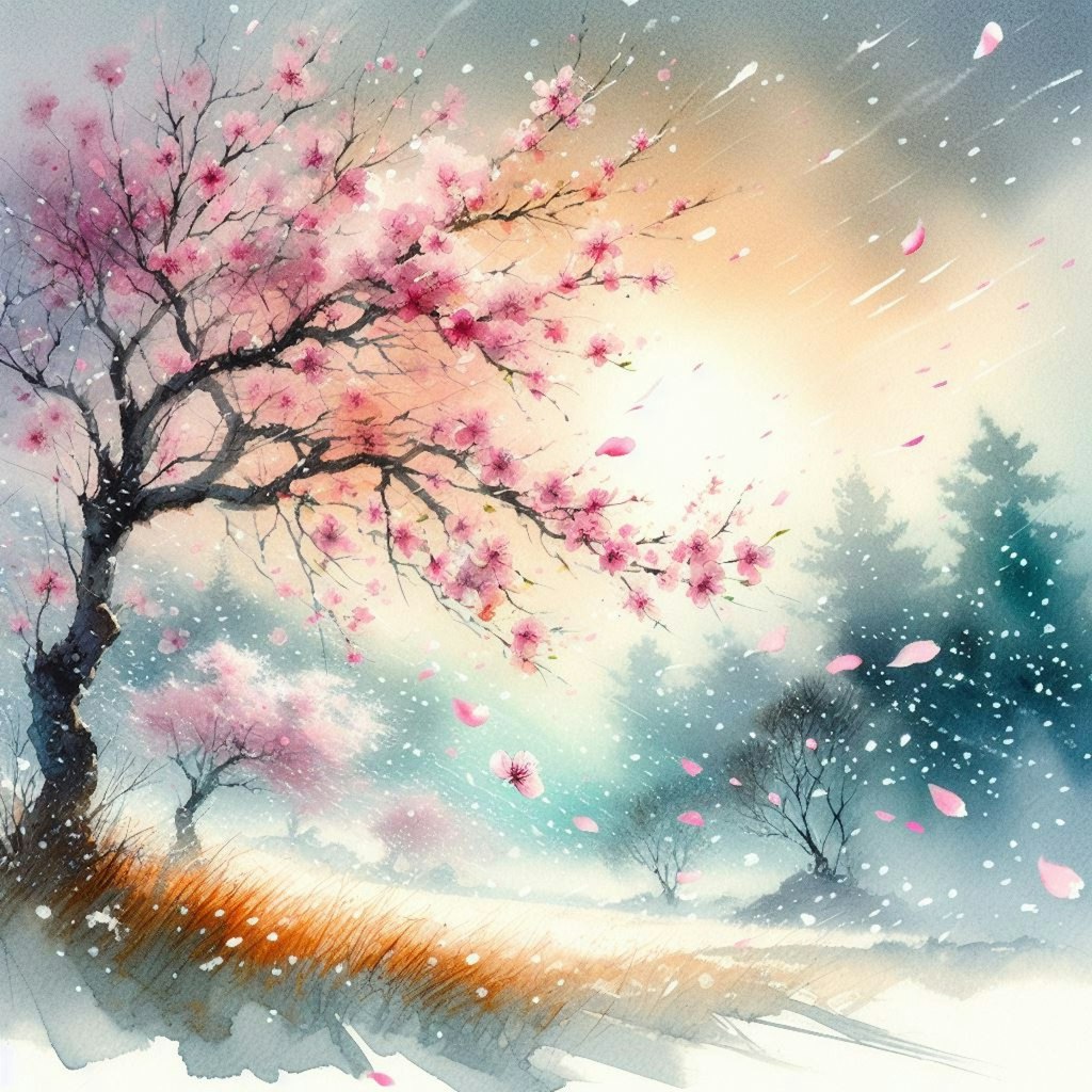 日本画風の桜図