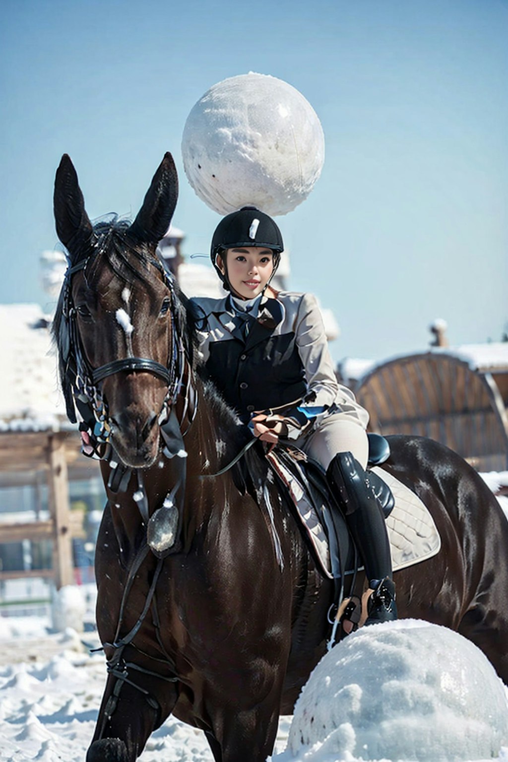 雪の日の乗馬