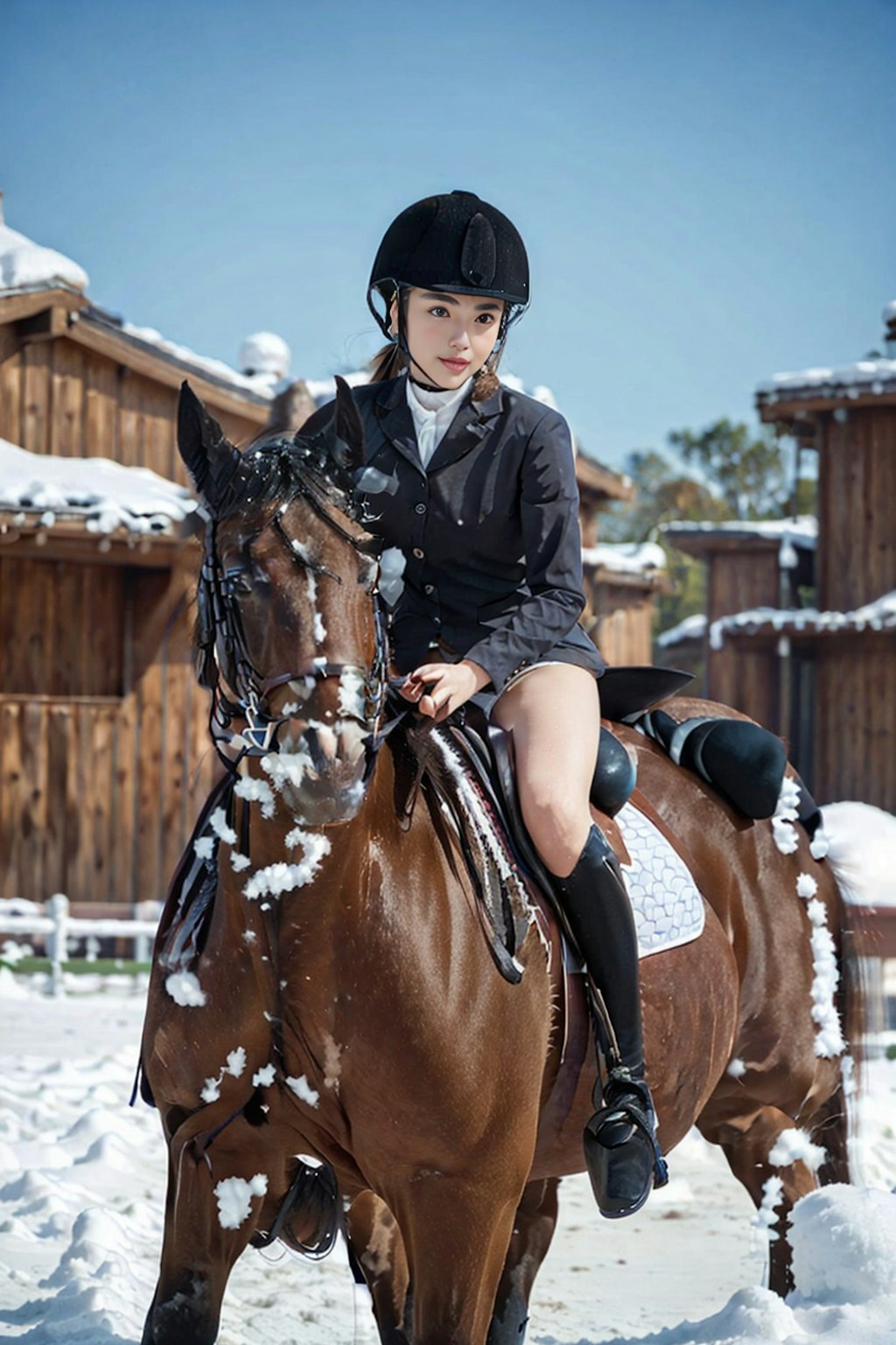 雪の日の乗馬