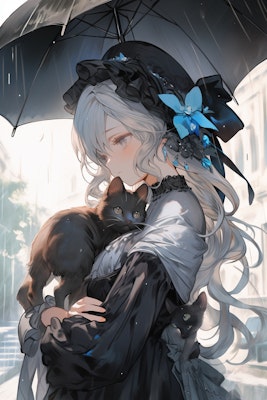 雨と猫と傘