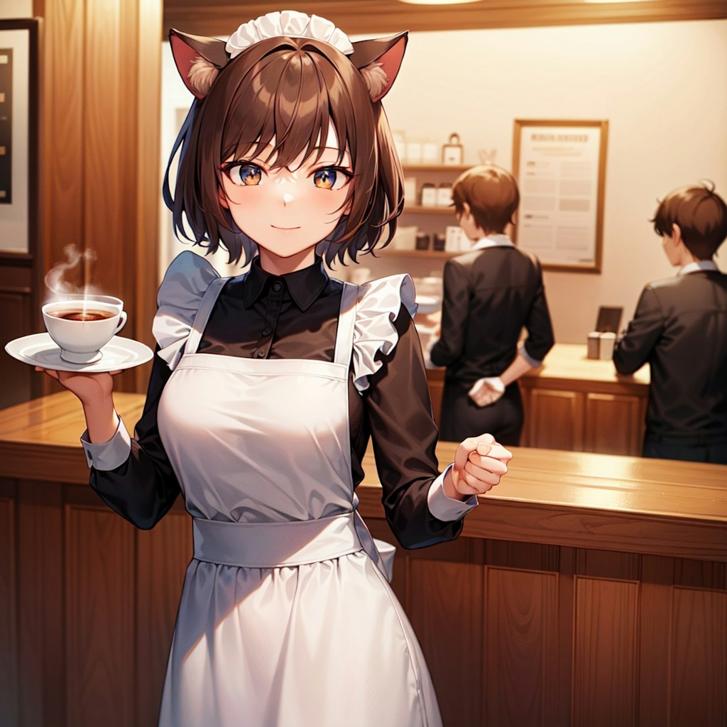 今日も喫茶店で働く猫娘