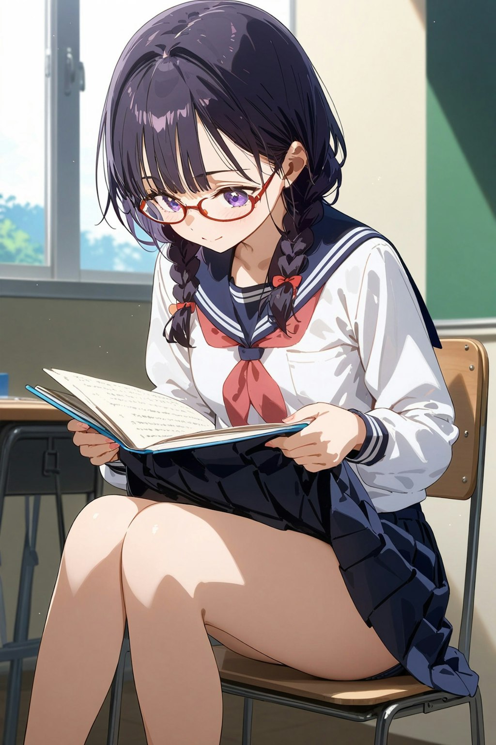 読書する眼鏡っ娘