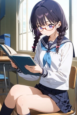 読書する眼鏡っ娘