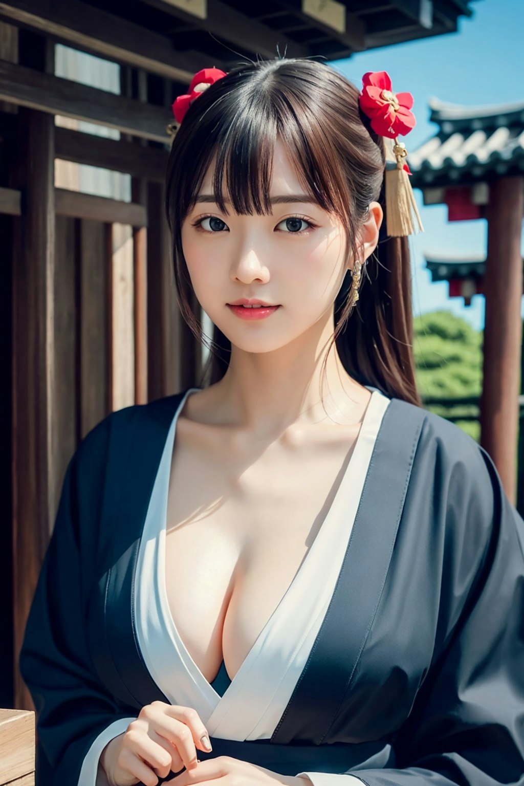 巨乳の巫女さん