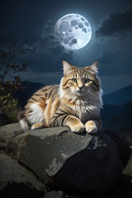 月夜に猫