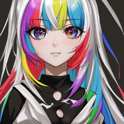 multicolor hair,multicolor eyes