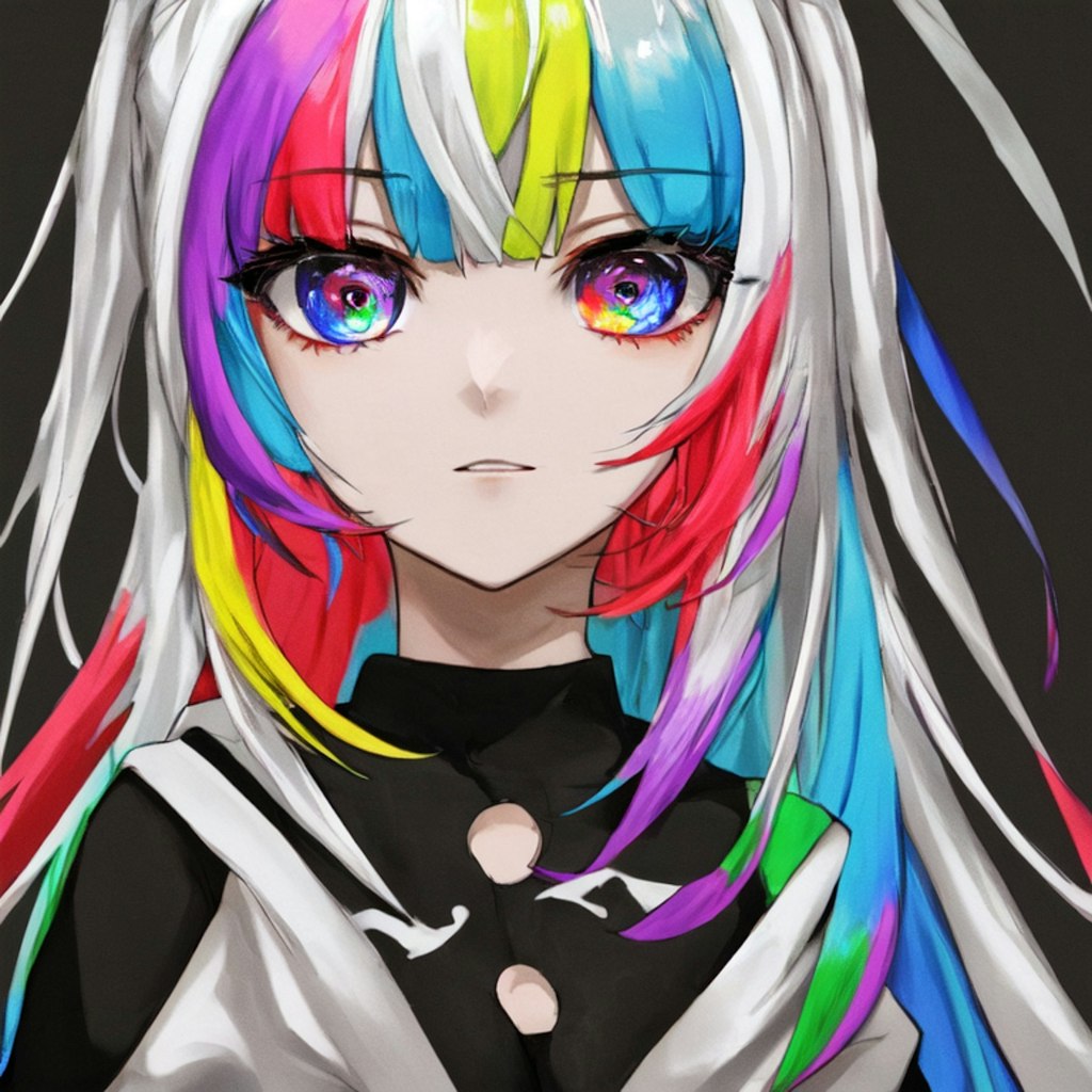 multicolor hair,multicolor eyes