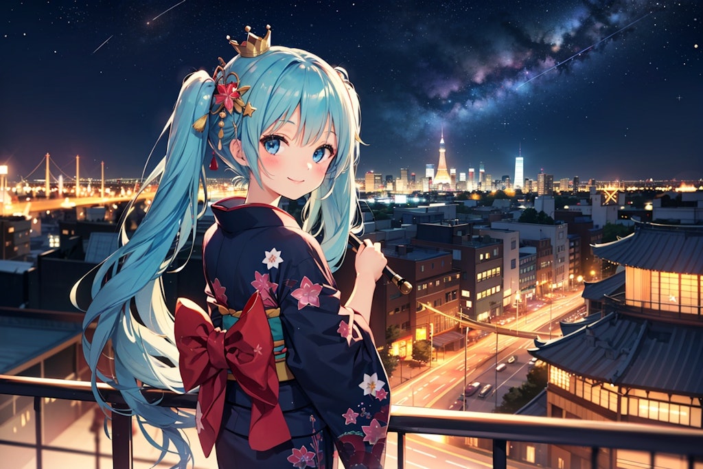 Japanese clothes, 日本のクリスマスの夜空