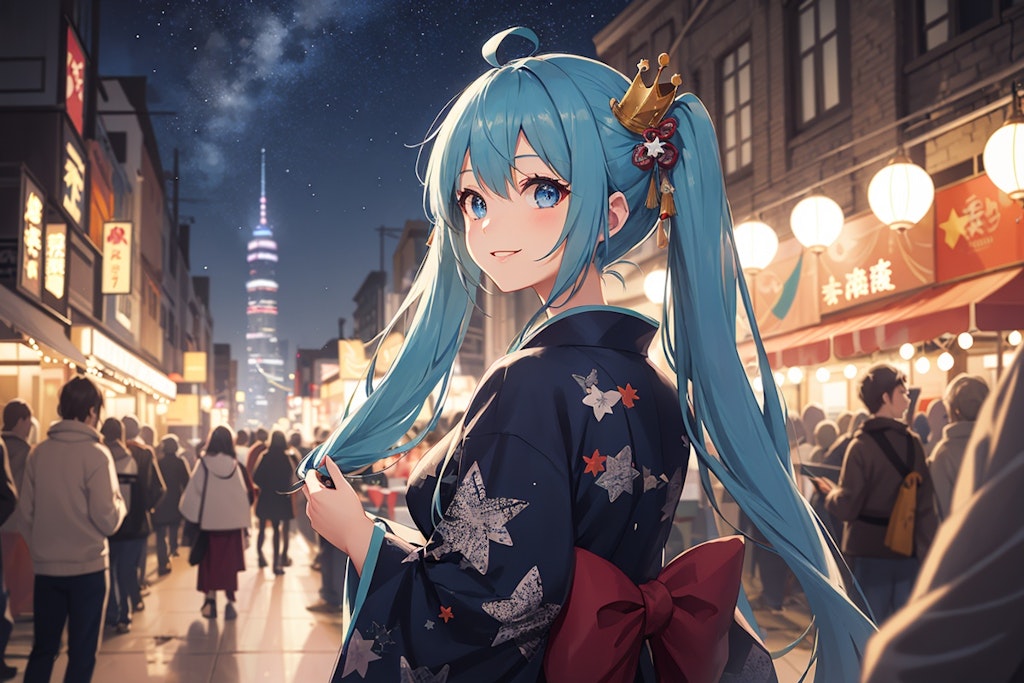 Japanese clothes, 日本のクリスマスの夜空