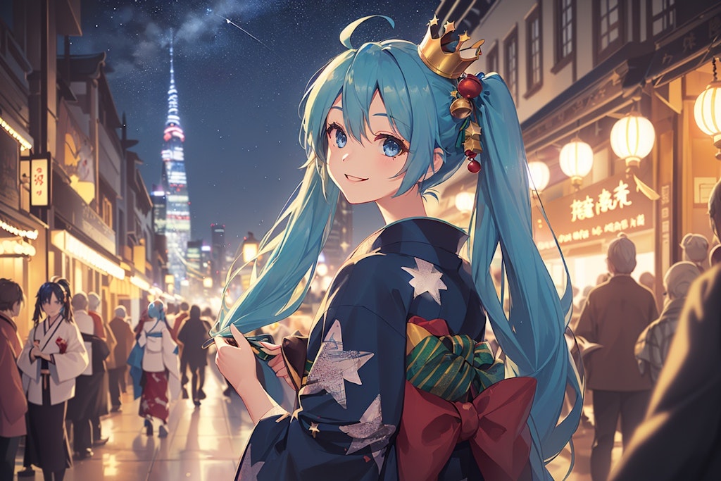 Japanese clothes, 日本のクリスマスの夜空