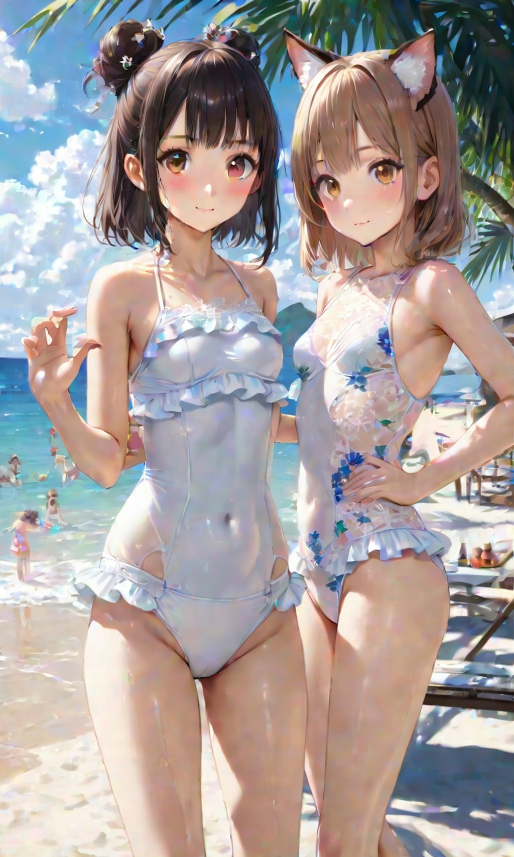 水着と女子高校生と