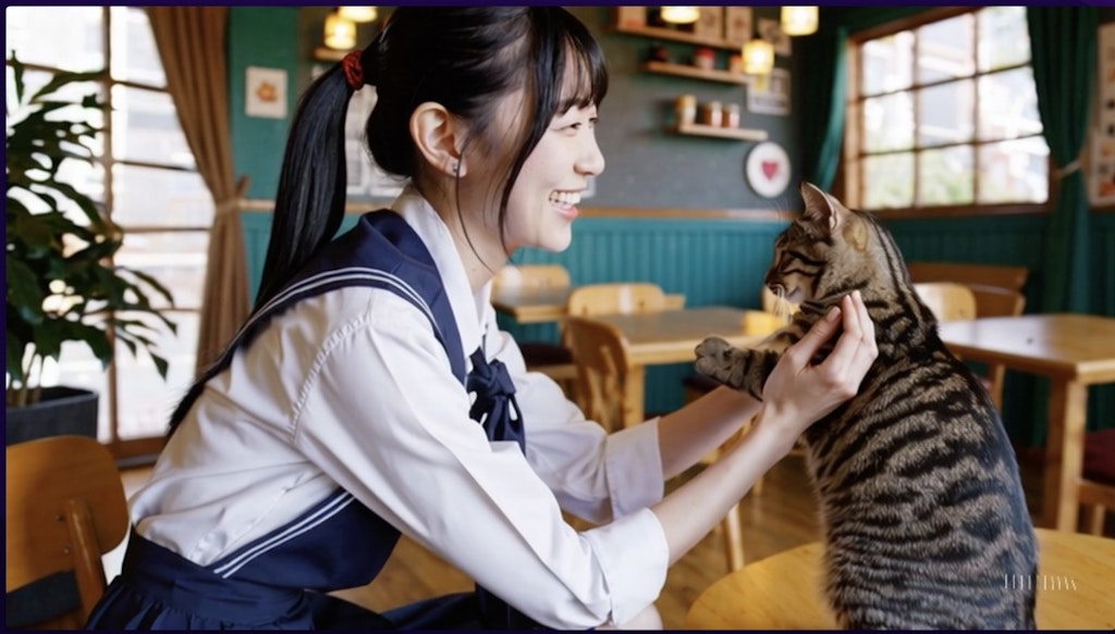 猫カフェでバイトする女子高生