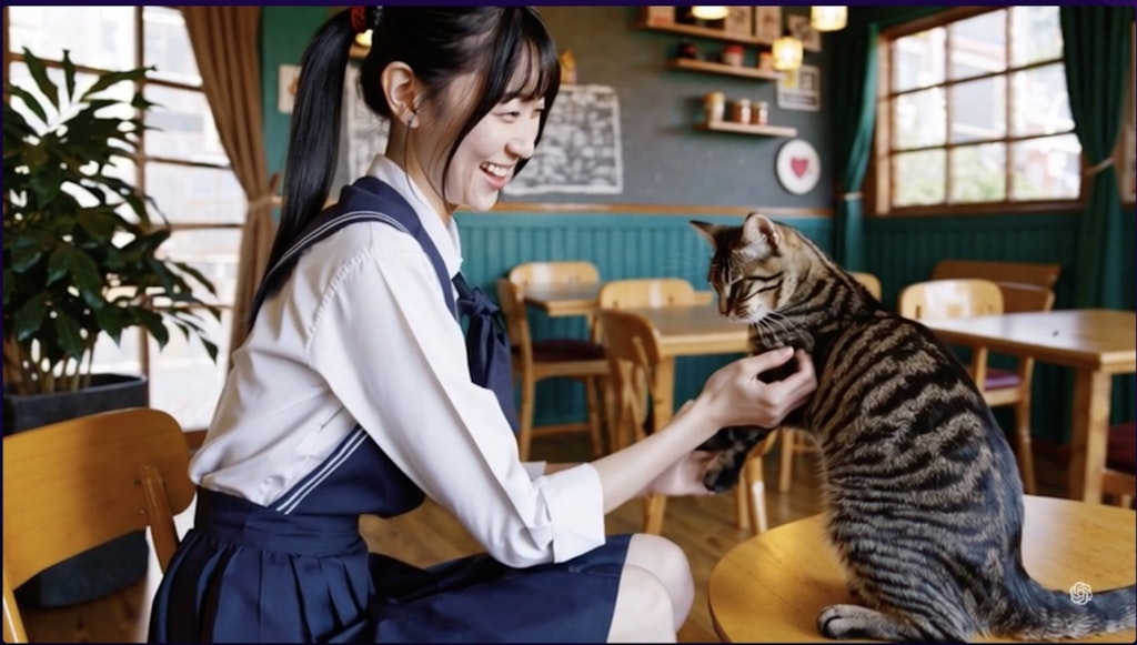 猫カフェでバイトする女子高生