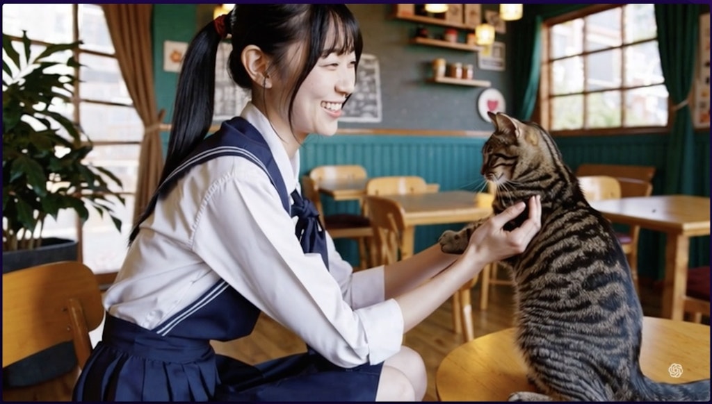 猫カフェでバイトする女子高生