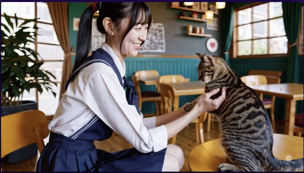 猫カフェでバイトする女子高生