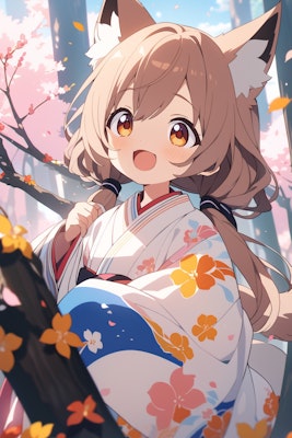 妖狐ちゃん　桜を見る