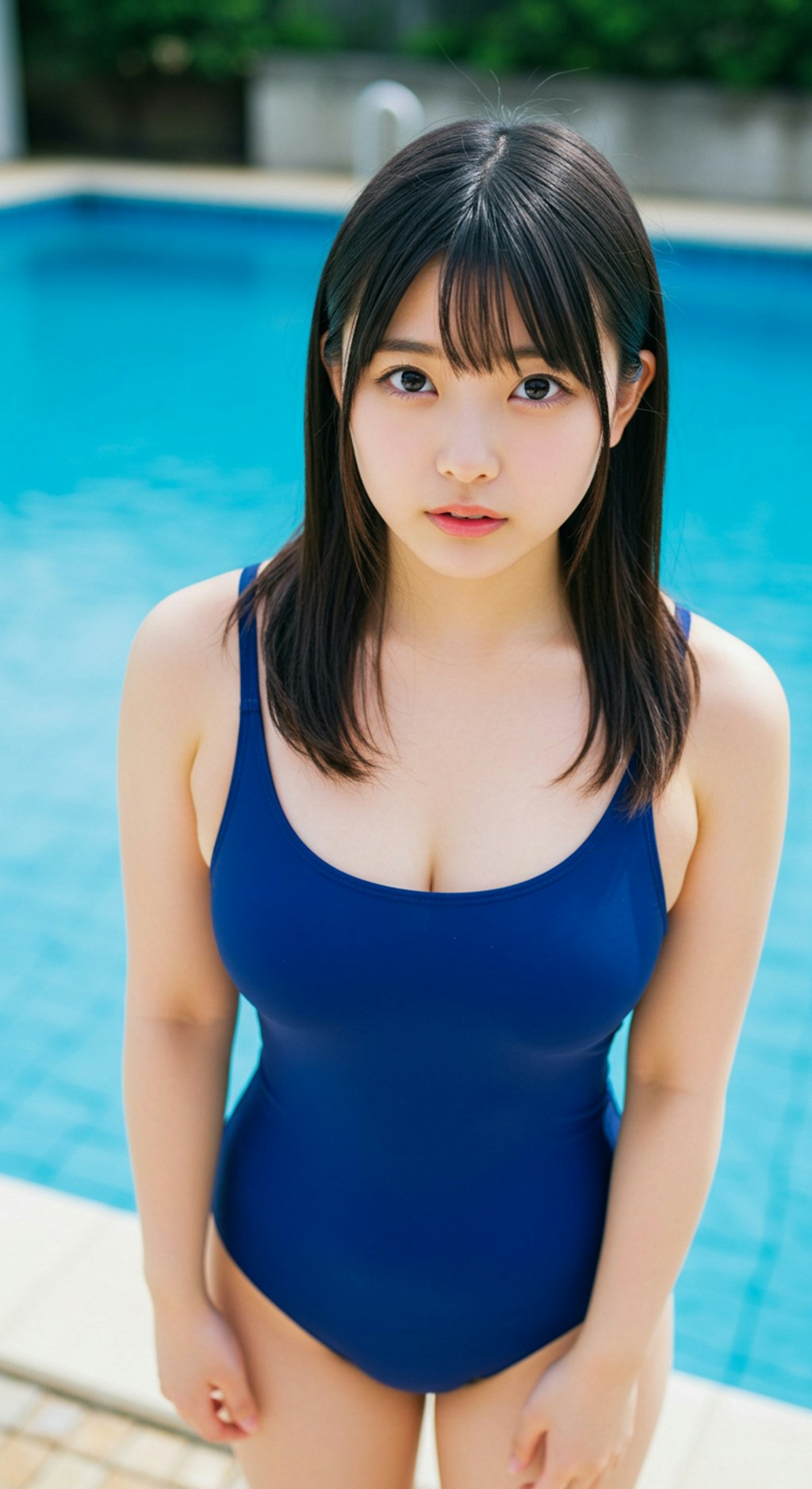 スクール水着で…。