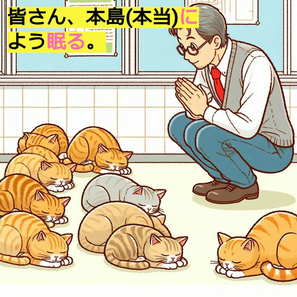 ねこなみの最終問題　[猫可愛い学園の入〇転送]　５－８行目まで