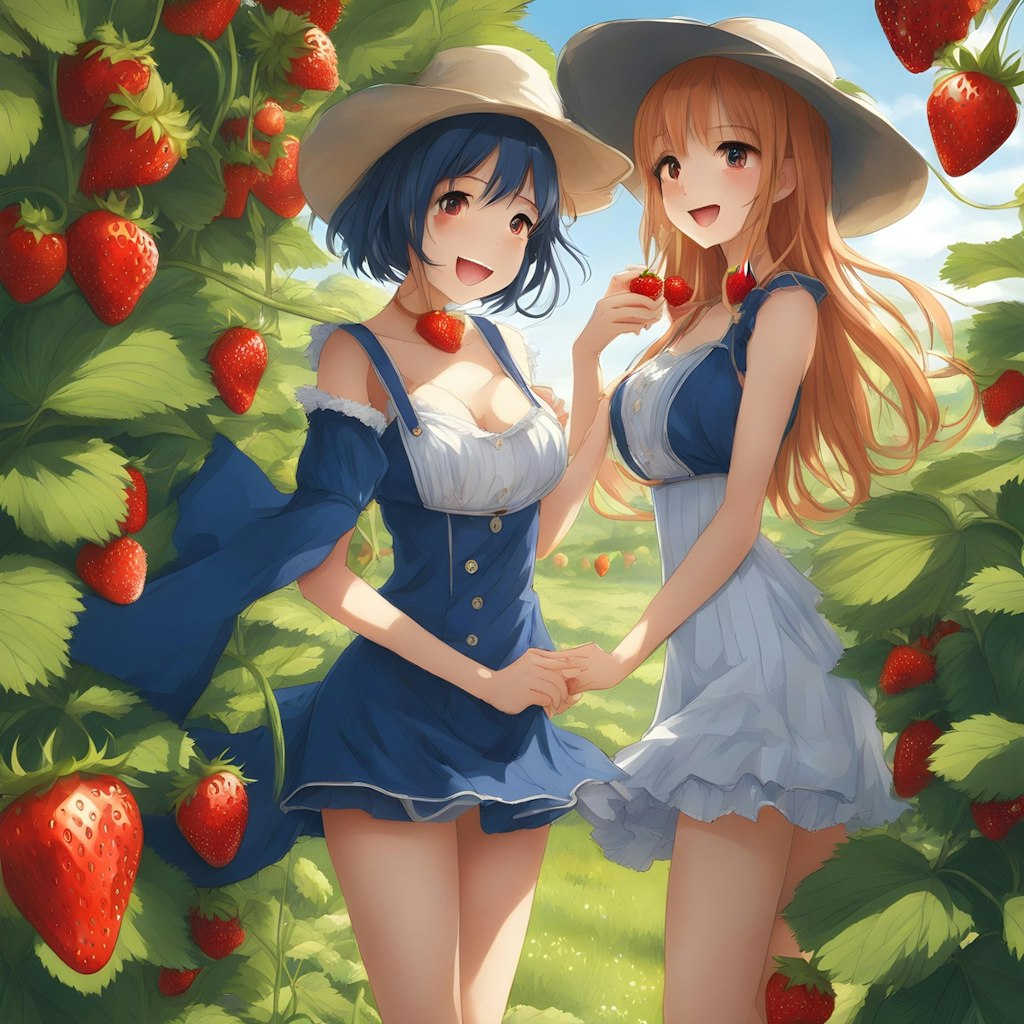 💓いちご姉妹でーす。おいしいイチゴを召し上がれ🍓