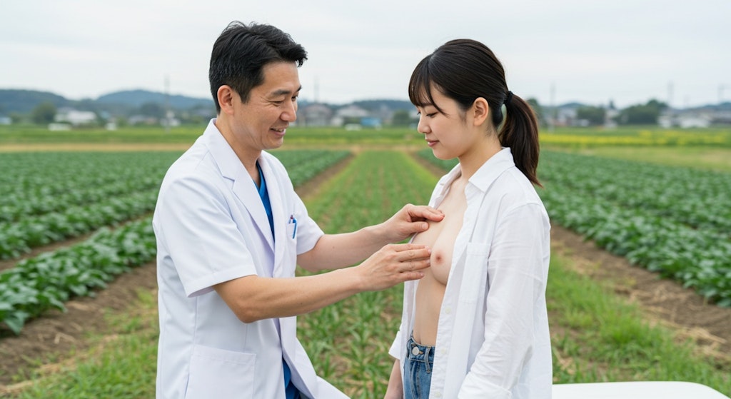 農村で、胸の診察