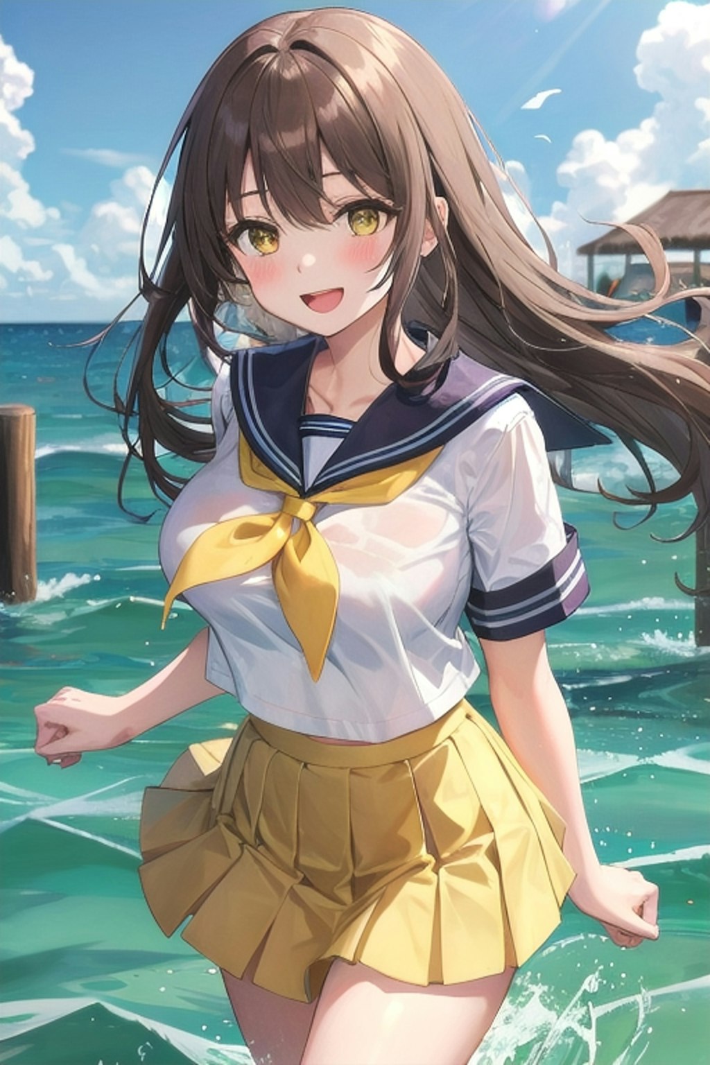 海で遊ぶ女の子
