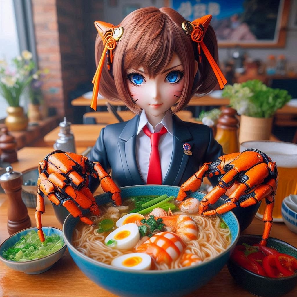 パワードスーツ女子とseafood noodle