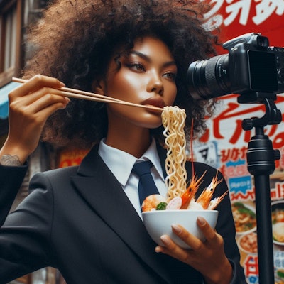 パワードスーツ女子とseafood noodle