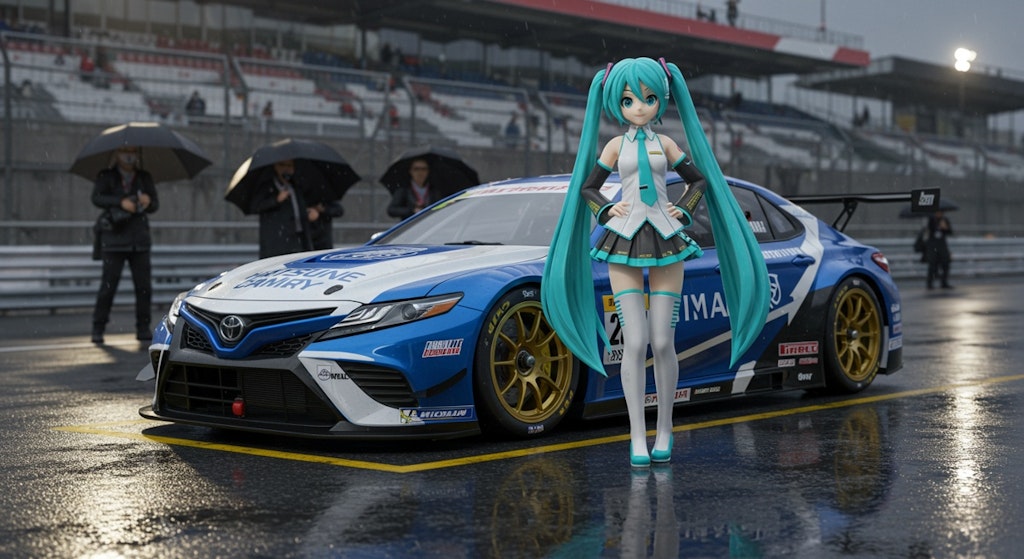 初音ミクとカムリレーシングカー