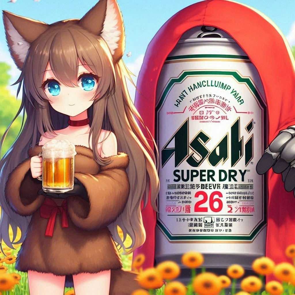 赤い頭巾のビール缶とオオカミの小さな女の子