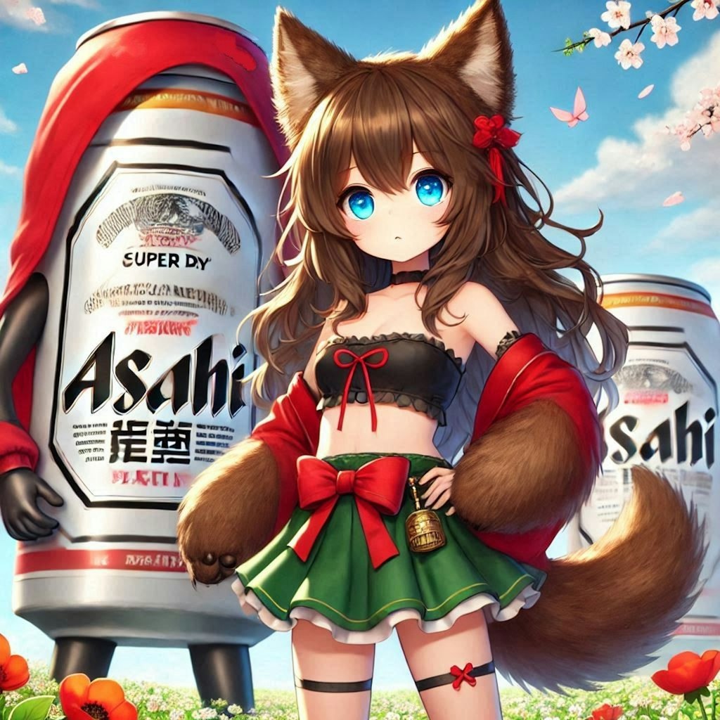 赤い頭巾のビール缶とオオカミの小さな女の子