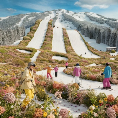 花が咲くスキー場