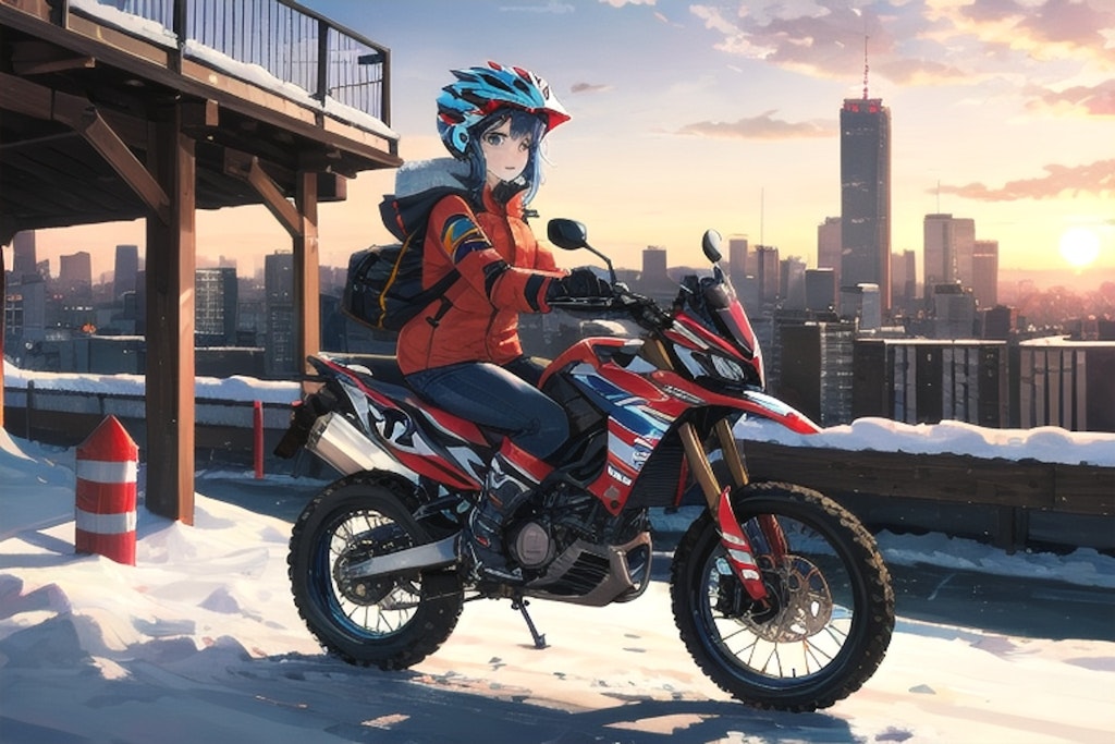 明け方とバイクと女の子