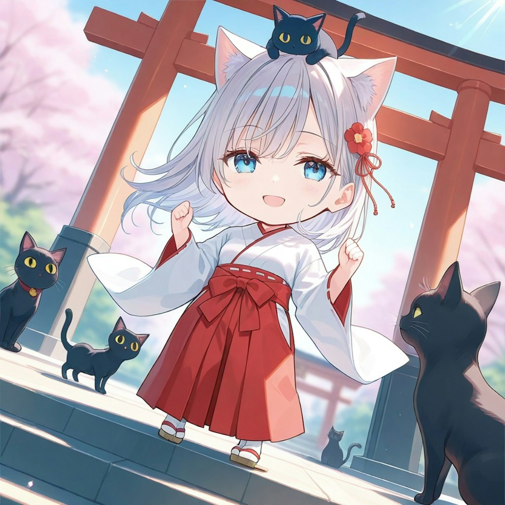 ちび猫巫女様とクロネさん一家