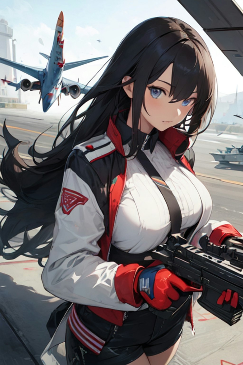 戦闘機と少女