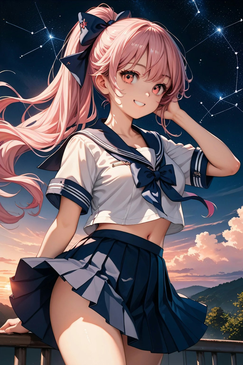 星座とピンクポニテちゃん