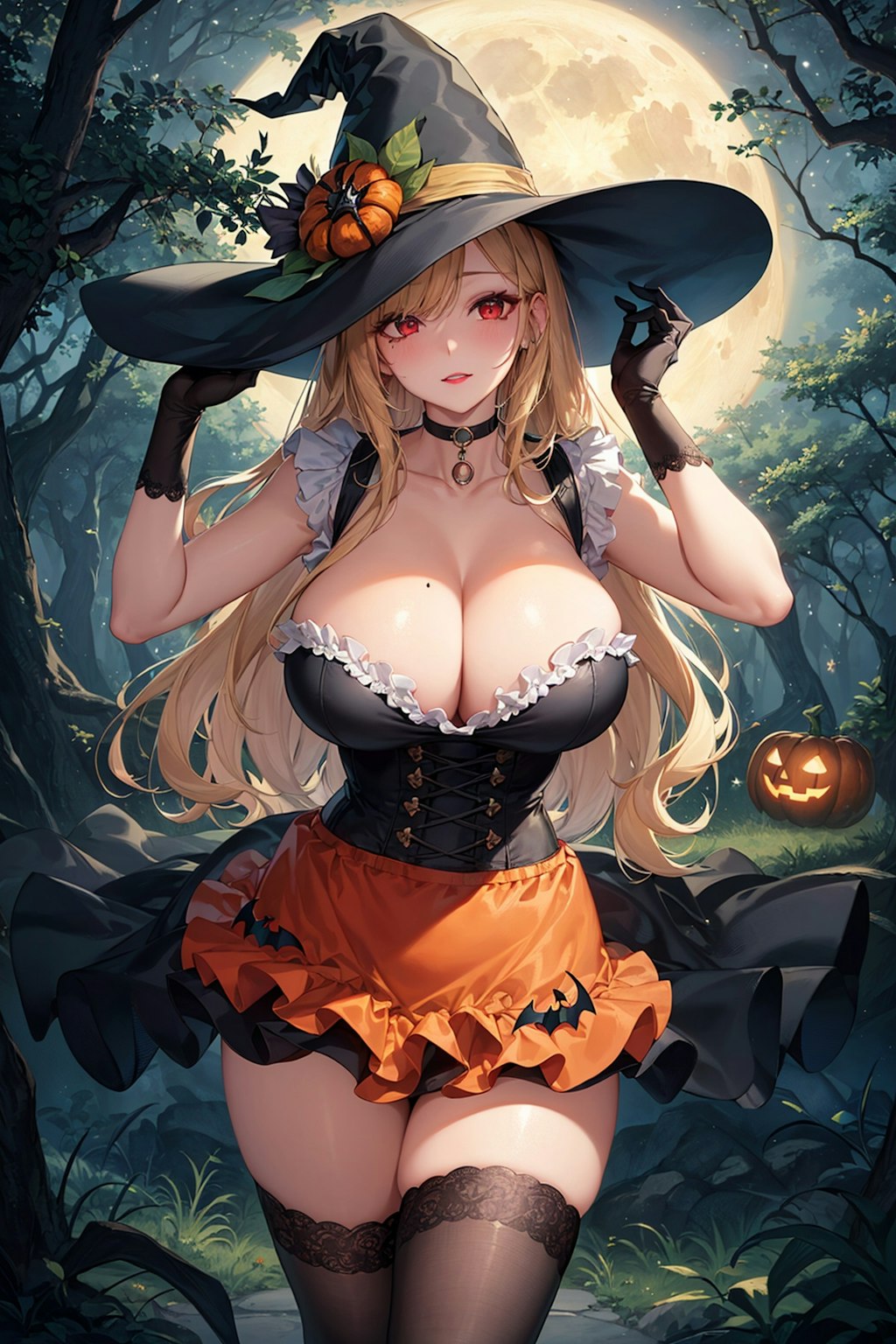 月下に踊るハロウィンの魔女