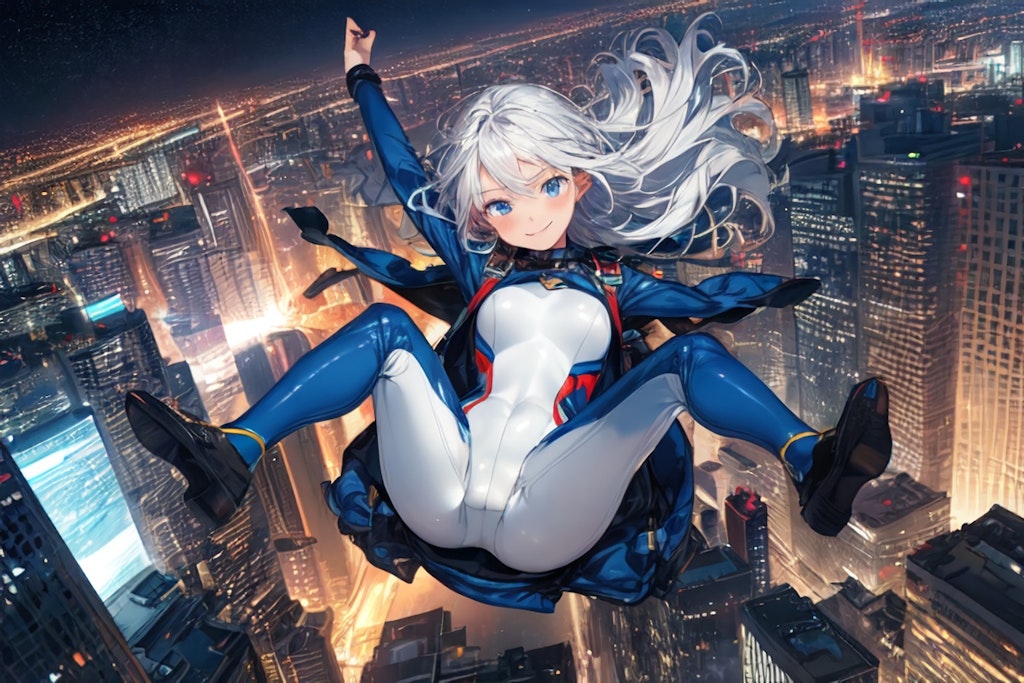 Skydiving in the mid night city