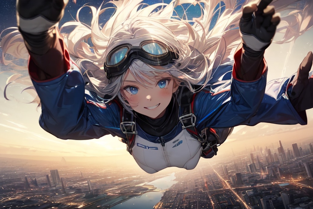 Skydiving in the mid night city