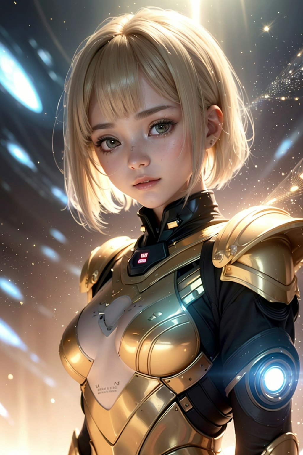 futuristic girl gold saint warrior Leo