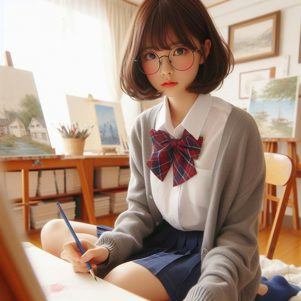 眼鏡女子 楓の絵画教室